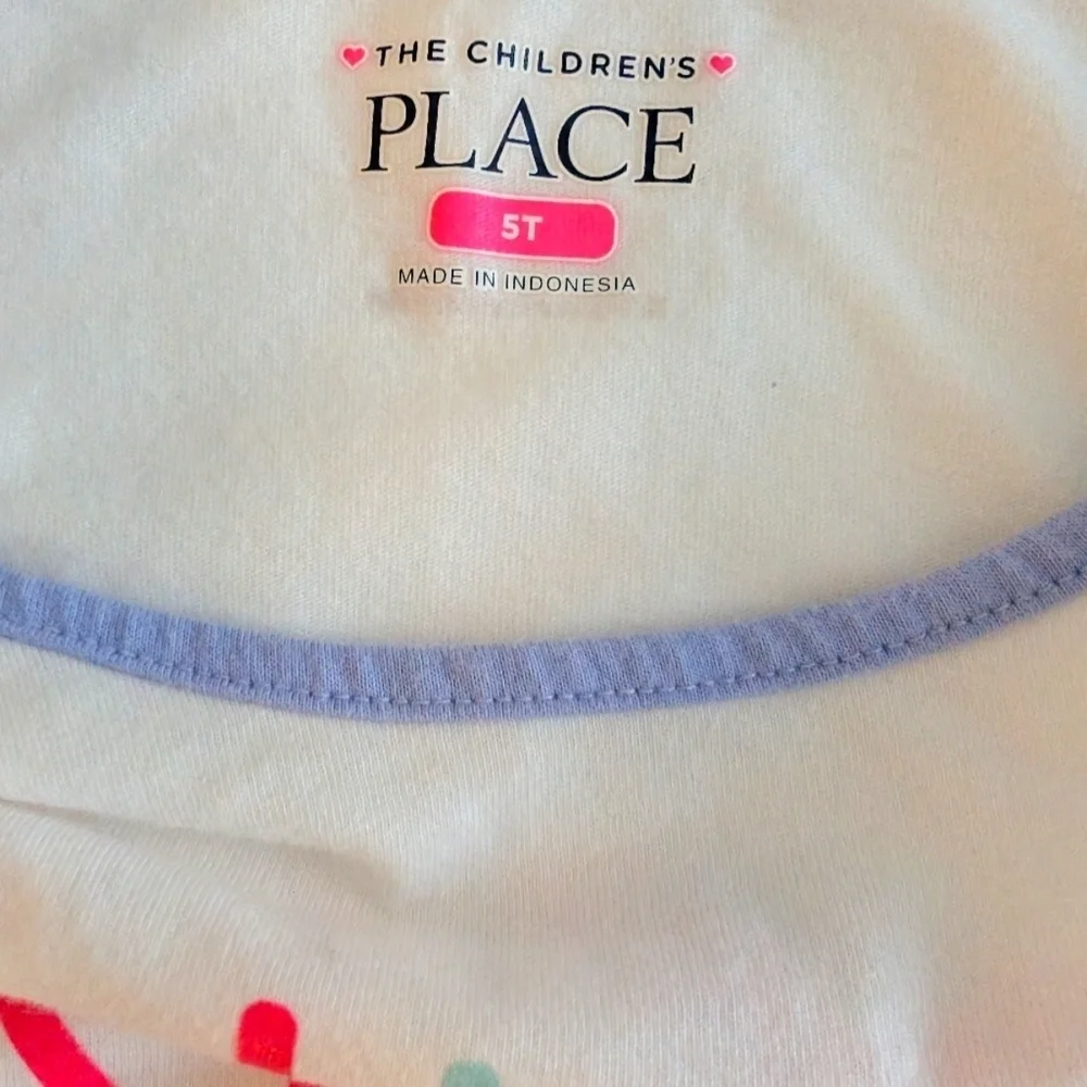 The Children's Place White and Blue Kids Long Sleeve Shirt Cotton Casual Size 5T